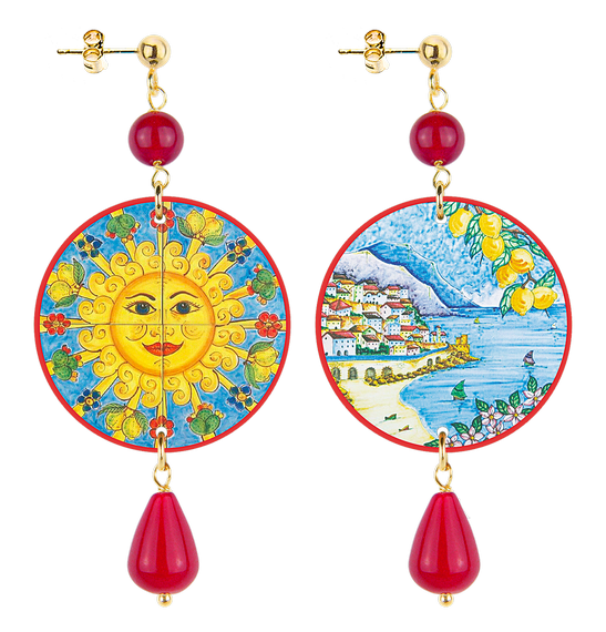 Orecchini Sole Piccolo Rubino - Lebole Maison