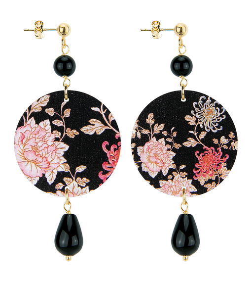 Orecchini Fiore Rosa Piccolo Nero - Lebole Maison