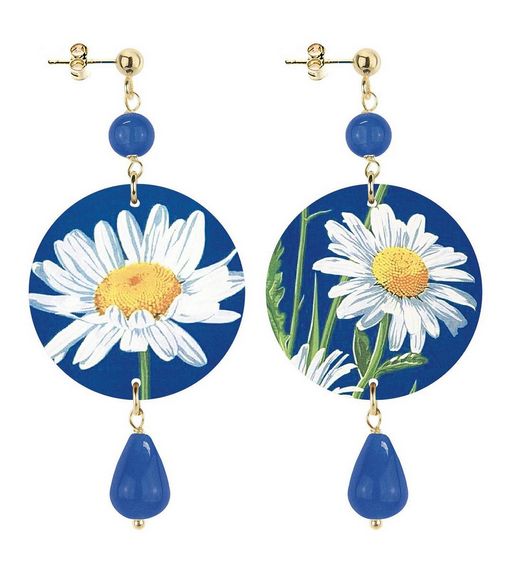 Orecchini Fiore Bianco Piccolo Blu - Lebole Maison