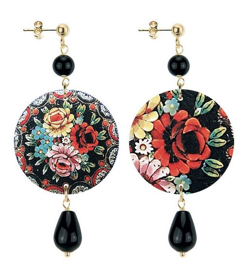Orecchini Fiori Colorati Piccolo Nera - Lebole Maison