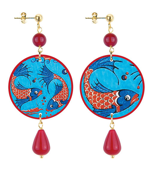 Orecchini Carpa Azzurro Piccolo Rubino - Lebole Maison
