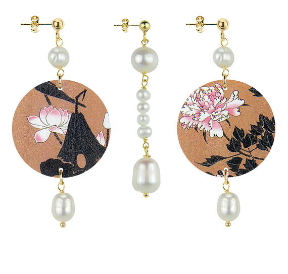 Orecchini Fiore Bianco Piccolo Pietre Perla - Lebole Maison