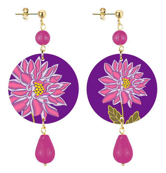 Orecchini Fiore Viola Piccolo Fucsia - Lebole Maison