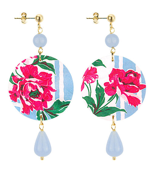 Orecchini Fiore E Riga Piccolo Celeste - Lebole Maison