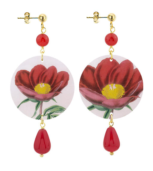 Orecchini Fiore Rosso Piccolo Rubino - Lebole Maison