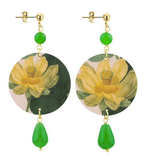 Orecchini Fiore Giallo Piccolo Verde - Lebole Maison