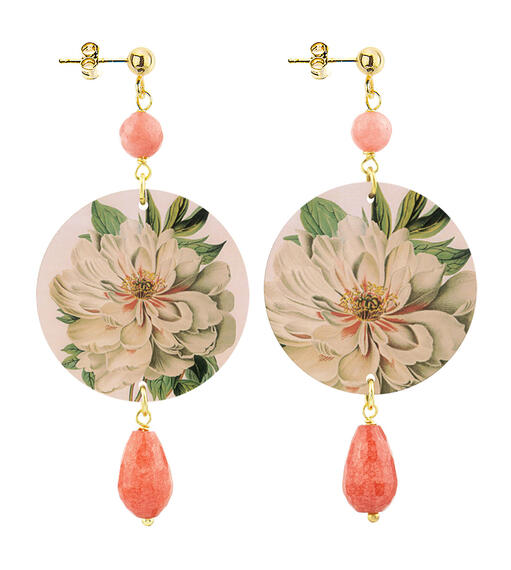 Orecchini Fiore Bianco Piccolo Rosa Sfumato - Lebole Maison