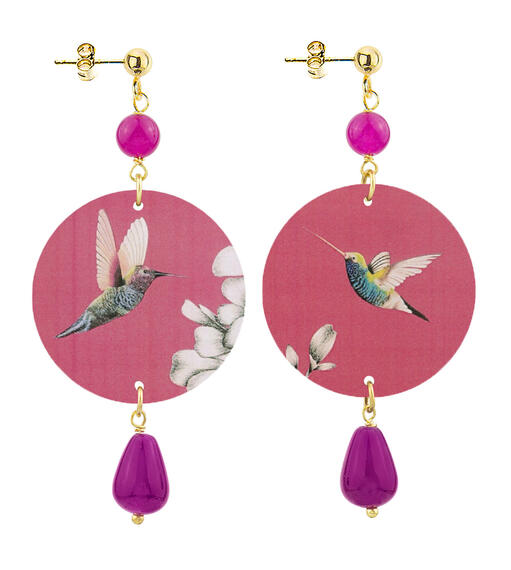 Orecchini Colibr&igrave; Fondo Rosa Piccolo Fucsia - Lebole Maison