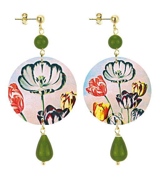 Orecchini Tulipani Piccolo Verde Oliva - Lebole Maison
