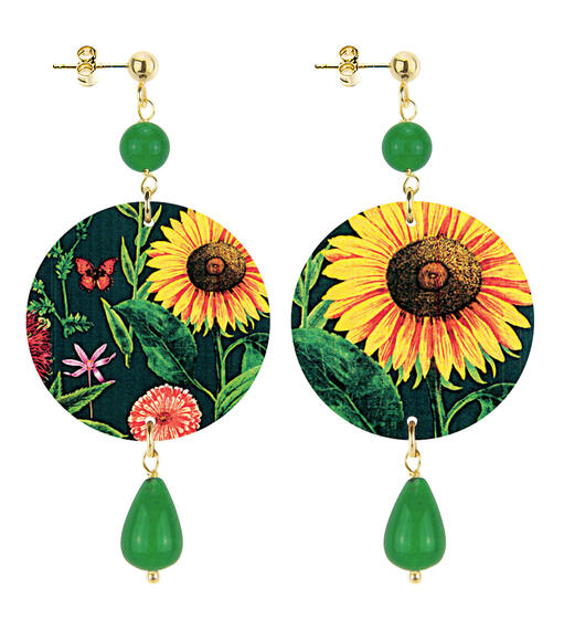 Orecchini Girasole Piccolo Verde - Lebole Maison