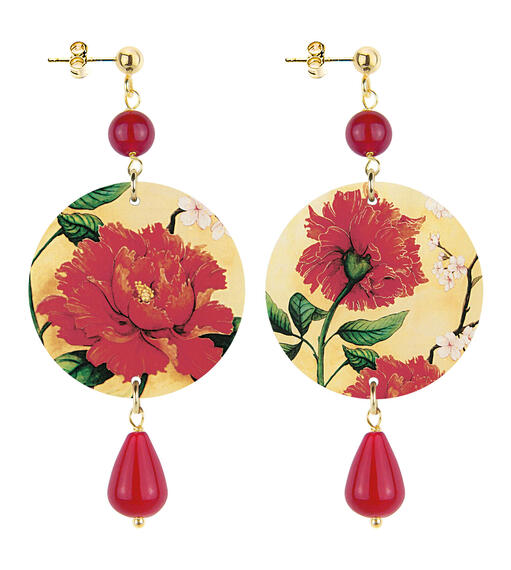 Orecchini Fiore Rosso Fondo Chiaro Piccolo Rubino - Lebole Maison