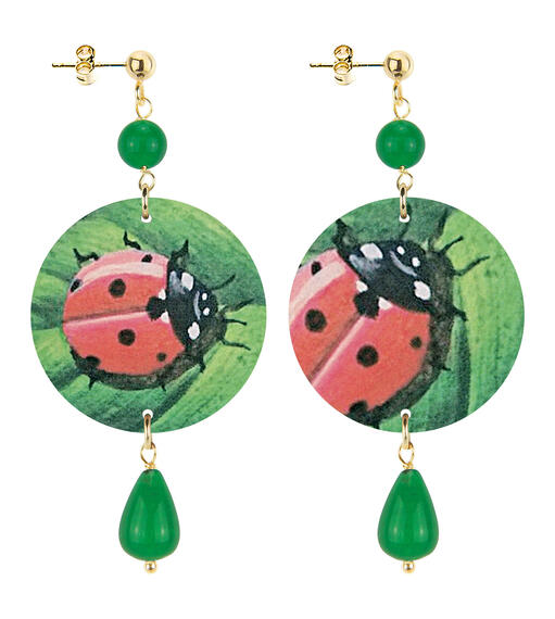 Orecchini Coccinella Fondo Verde Piccolo Verde - Lebole Maison