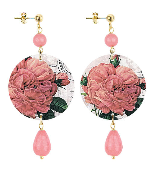 Orecchini Rosa Con Timbro Piccolo Rosa Sfumato - Lebole Maison