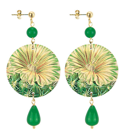 Orecchini Fiore Di Cactus Piccolo Verde - Lebole Maison