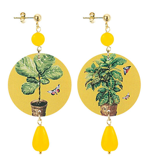 Orecchini Vasino Fondo Giallo Piccolo Giallo - Lebole Maison