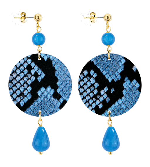 Orecchini Pitonato Piccolo Azzurro - Lebole Maison