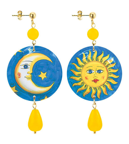 Orecchini Luna E Sole Piccolo Giallo - Lebole Maison