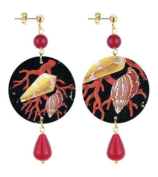 Orecchini Conchiglie E Coralli Piccolo Rubino - Lebole Maison