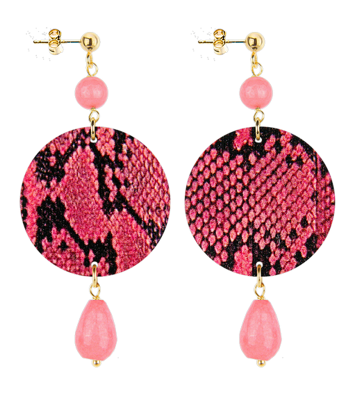 Orecchini Pitonato Piccolo Rosa - Lebole Maison