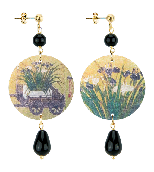 Small Earrings Gold Fund Black - Lebole Maison