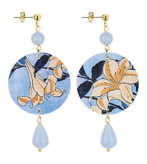 Orecchini Fiore Bianco Piccolo Celeste - Lebole Maison