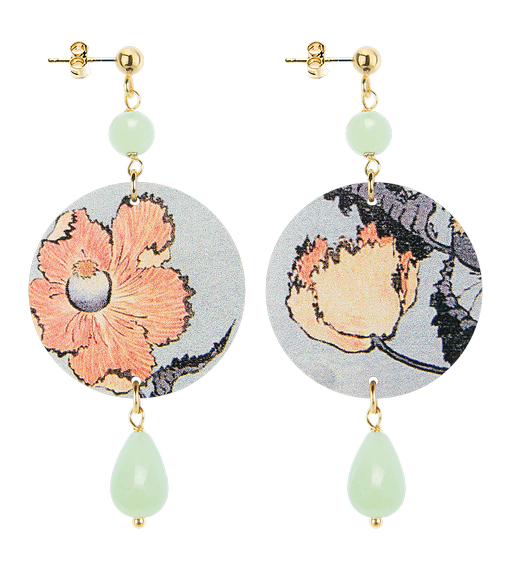 Orecchini Fiore Arancio Piccolo Verde Acqua - Lebole Maison