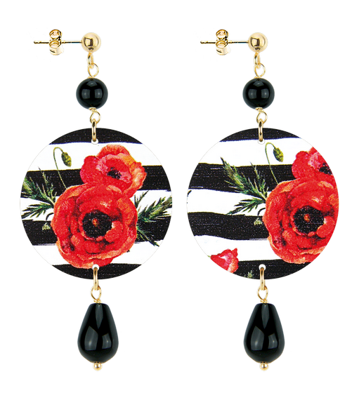 Orecchini Fiore Rosso Piccolo Nero - Lebole Maison