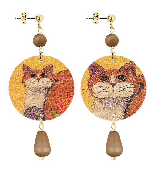Orecchini Gatto Piccolo Marrone - Lebole Maison
