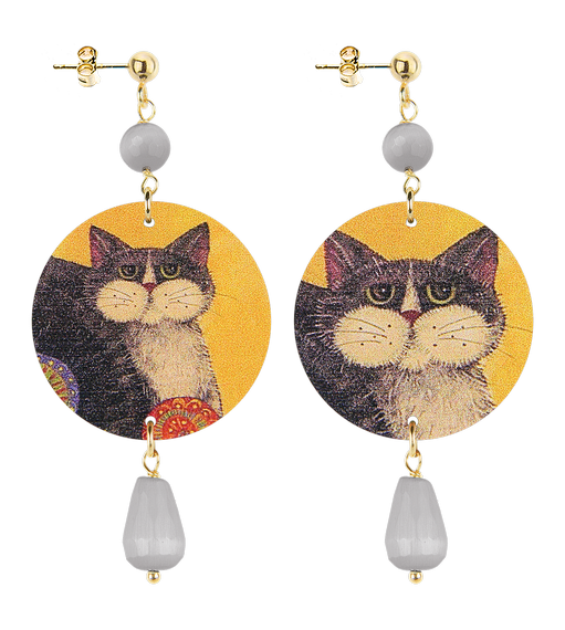 Orecchini Gatto Piccolo Grigio - Lebole Maison