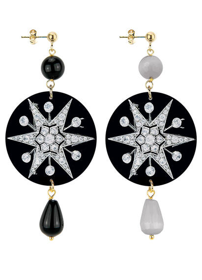 Orecchini Stella Classico Nero E Grigio - Lebole Maison