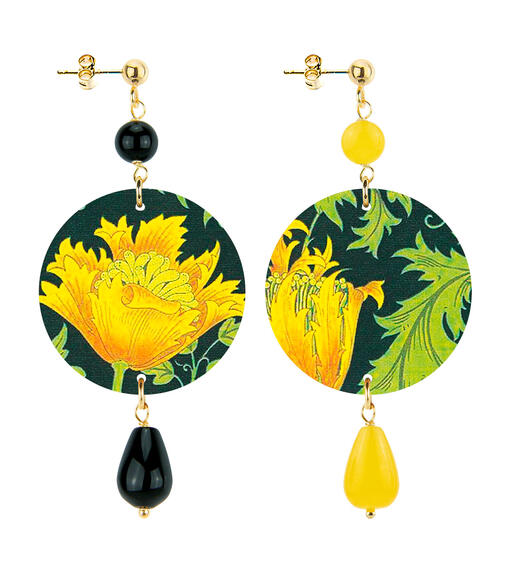 Orecchini Fiore Giallo Piccolo Nero E Giallo - Lebole Maison
