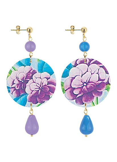 Orecchini Ortensia Rosa Piccolo Lilla E Azzurro - Lebole Maison