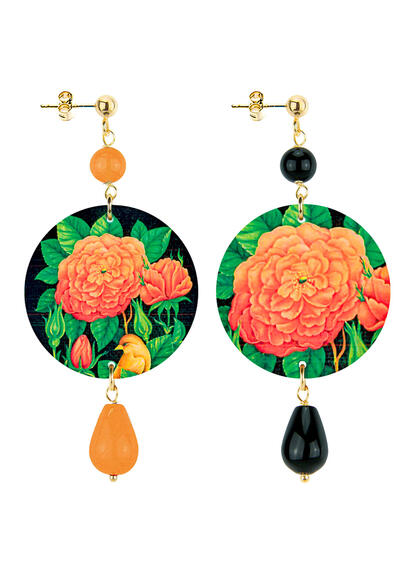 Orecchini Fiore Arancione Piccolo Arancione E Nero - Lebole Maison