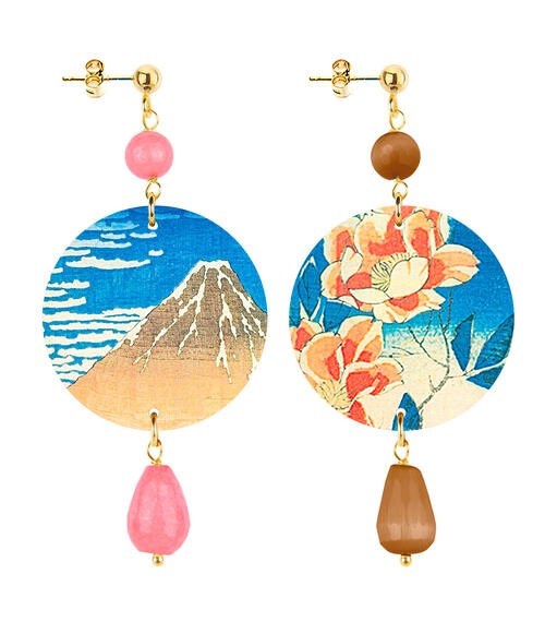 Orecchini Fiori Arancio Piccolo Rosa Sfumato E Marrone - Lebole Maison