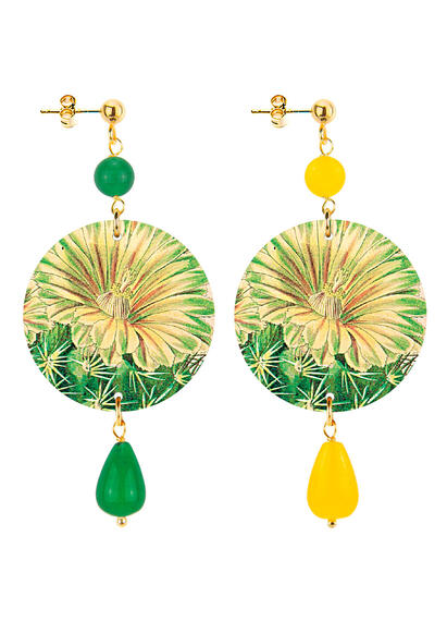 Orecchini Fiore Piccolo Verde E Giallo - Lebole Maison
