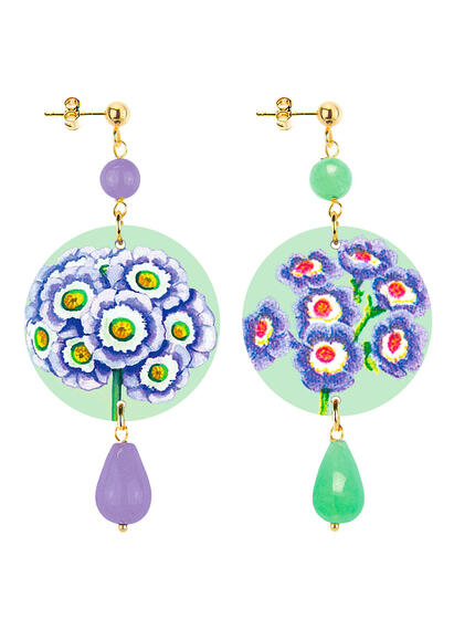 Orecchini Fiori Piccolo Lilla E Verde Giada - Lebole Maison