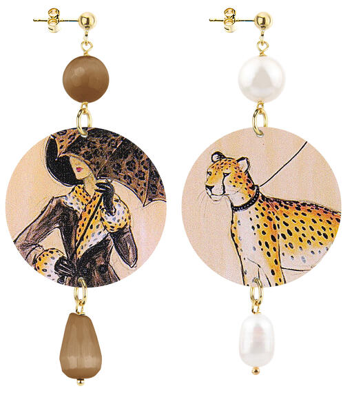 Orecchini Anni Venti Classico Marrone E Perla - Lebole Maison