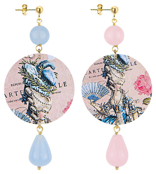 Orecchini Maria Antonietta Classico Celeste E Perla - Lebole Maison