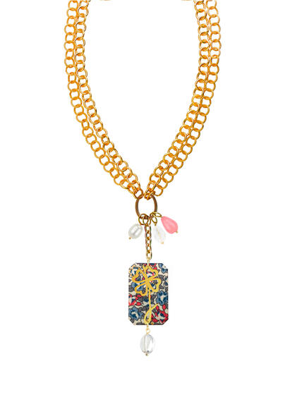 Collana Doppia Quadrifoglio Fiori Trasparente - Lebole Maison