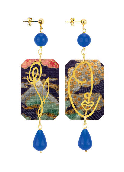 Orecchini Viso E Fiore Blu - Lebole Maison