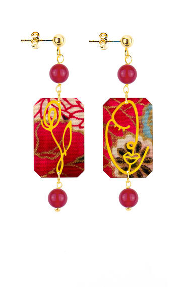 Orecchini Viso E Fiore Mini Rubino - Lebole Maison