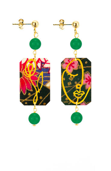 Orecchini Viso E Fiore Mini Verde - Lebole Maison