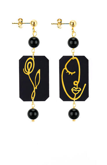 Orecchini Viso E Fiore Mini Pois Plexi Nero - Lebole Maison