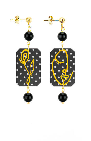 Orecchini Viso E Fiore Mini Pois Nero - Lebole Maison