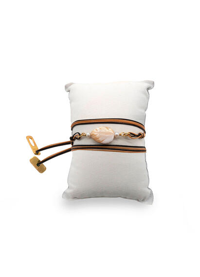 Bracciale Foglia Nero E Beige - Lebole Maison