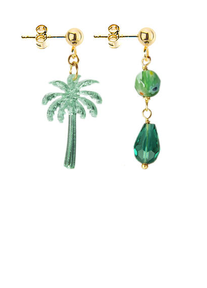 Palm Mirror Earrings Mini Jade Green - Lebole Maison