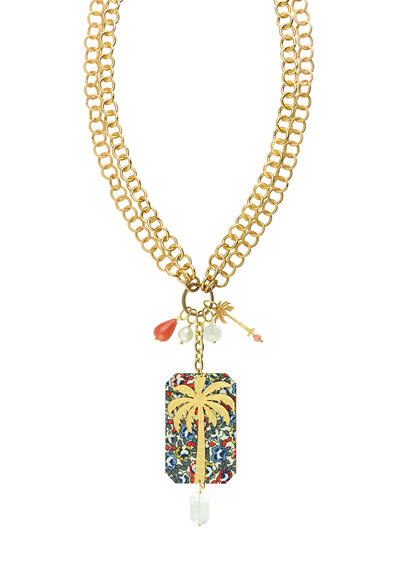 Collana Doppia Palma Fiore Trasparente - Lebole Maison