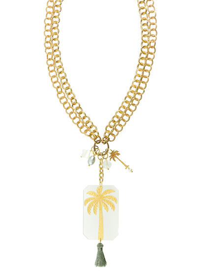 Collana Doppia Palma Plexiglass Trasparente - Lebole Maison