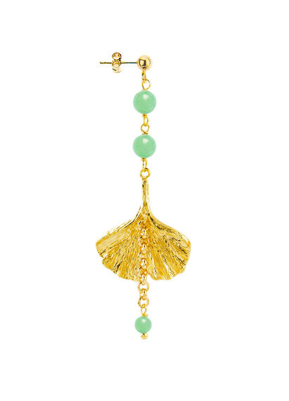Orecchino Ginkgo Ventaglio Verde Giada - Lebole Maison