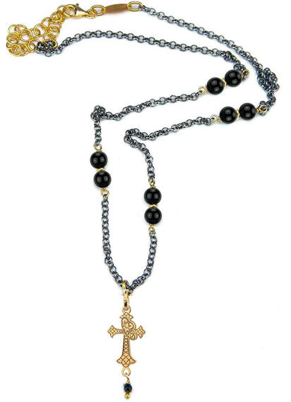 Collana Croce Nero - Lebole Maison